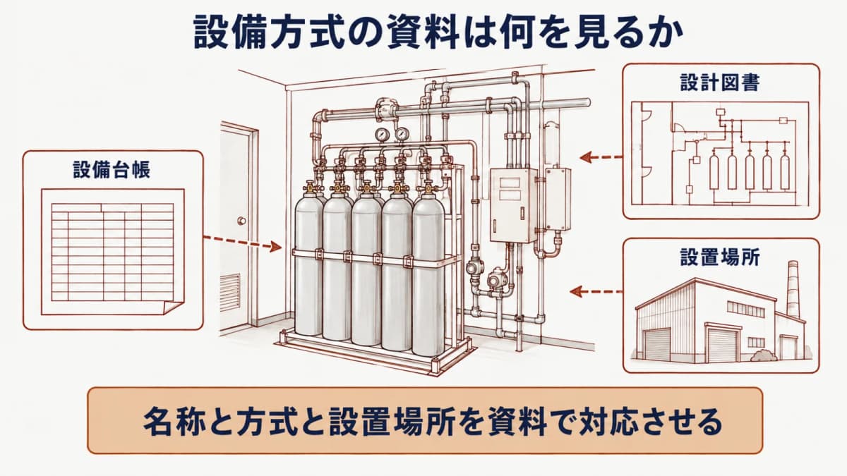 設備名称ではなく放出方式と設置状況を確認する流れ
