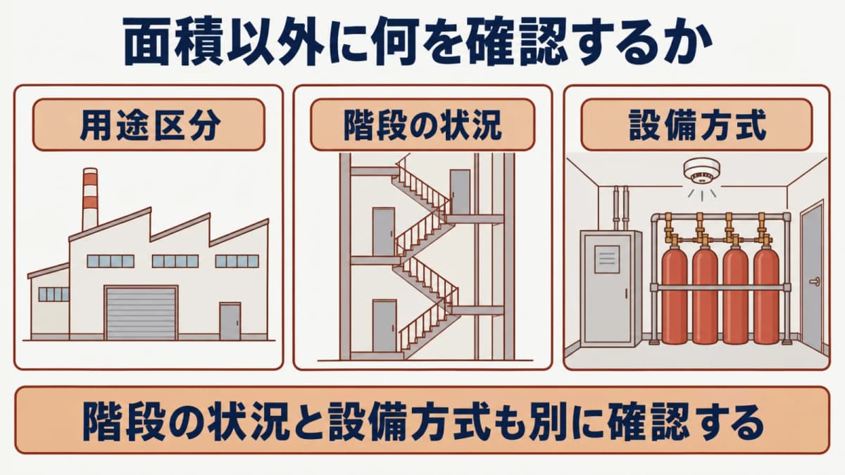 用途 面積 指定 階段 設備方式を分けた依頼条件