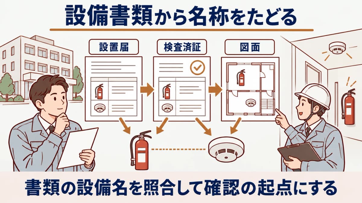 設備書類から名称をたどる図