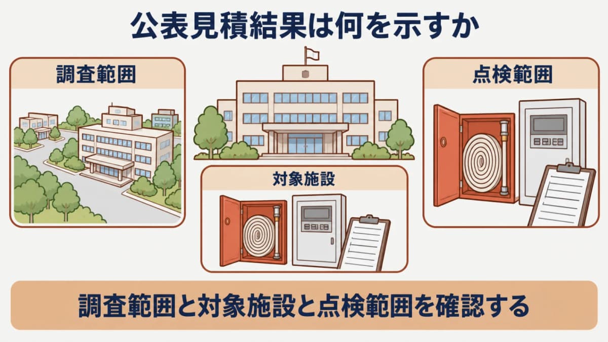 公共調達の見積結果を比較条件の資料として読む構図