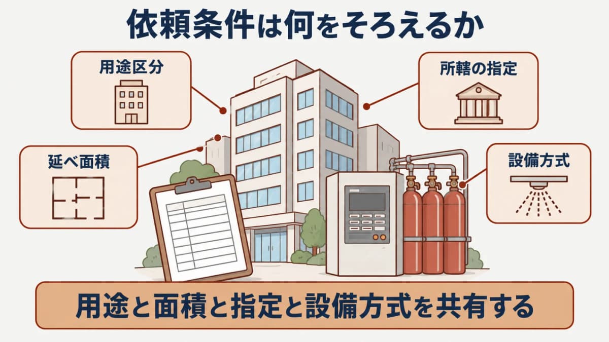 用途 面積 指定 設備方式の確認状況を依頼条件に置く図