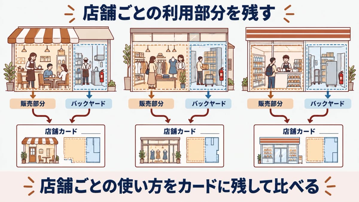 多店舗の消防設備点検の依頼条件の早見表と建物情報を整理する図