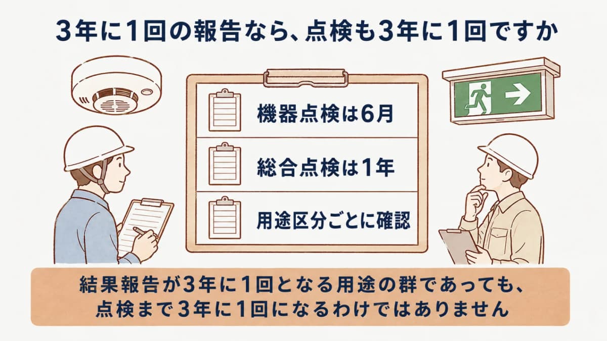 点検周期と結果報告を分けた年間管理図