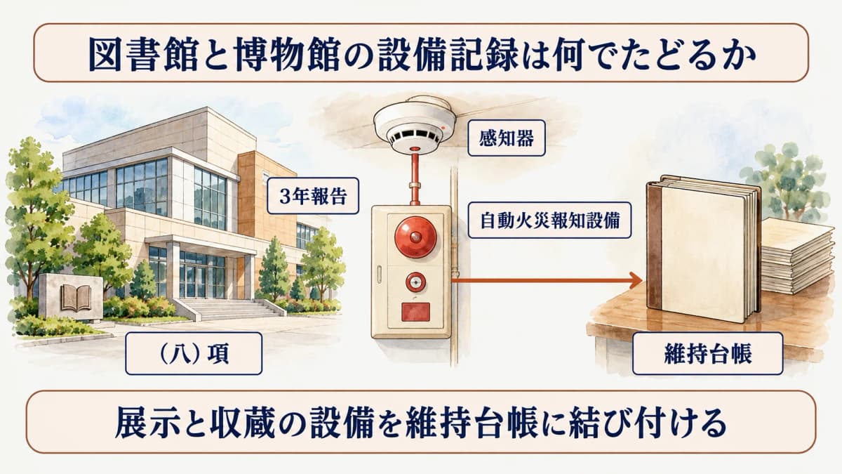図書館・博物館・美術館の消防設備点検で設備と記録を対応させる図